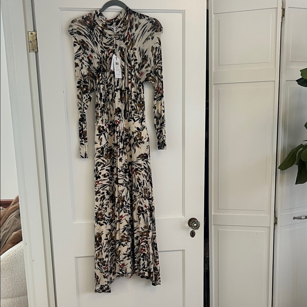 Reiss Black and Cream Long Sleeve Dress